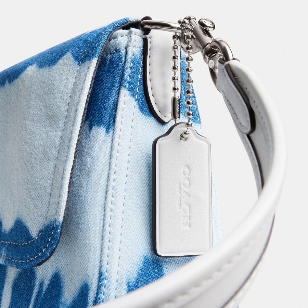 COACH Soft Tabby Shoulder Bag Denim Multi Tie-Dye Blue White NWT - Picture 2 of 11